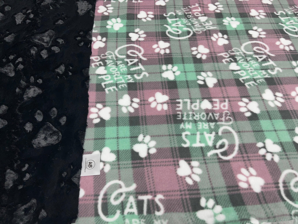 Cats Are My Favorite People Blanket w/Paw Print Minky