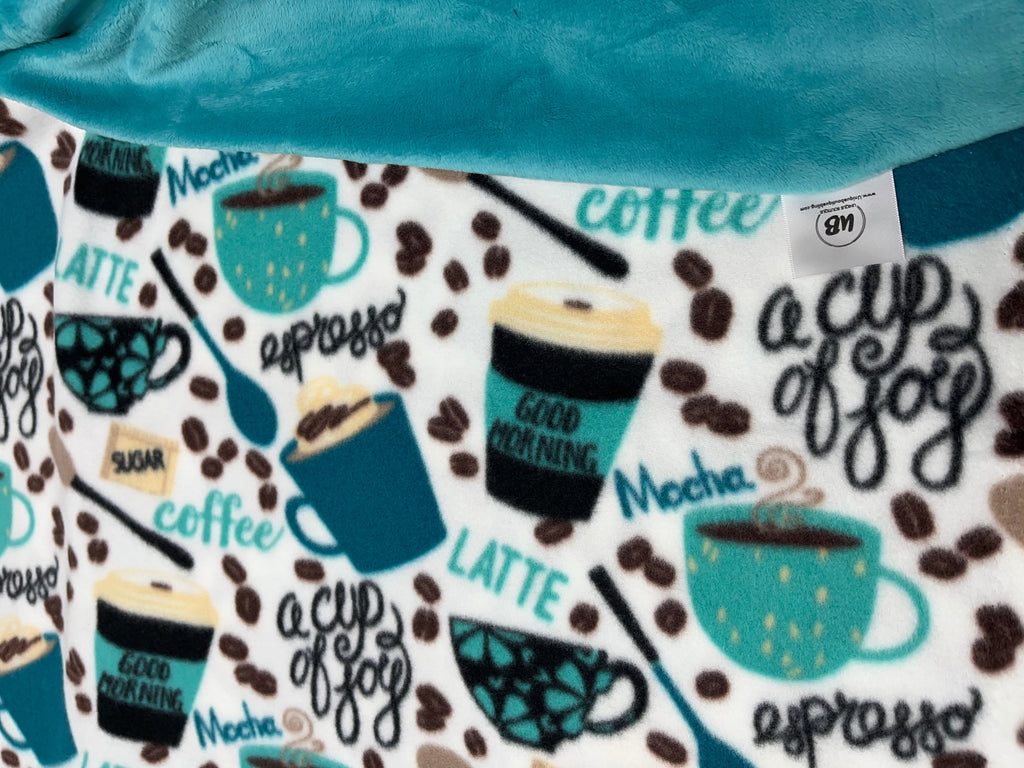 Coffee Fleece Blanket - Choose Size & Cuddle Minky Backing Options