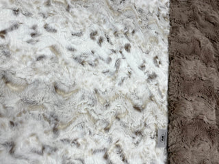 Natural Snowy Owl / Taupe Double Sided Minky Blanket - 6 sizes