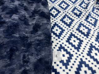 Navy Aztec Lush Minky Blanket - Choose Backing Option & Size