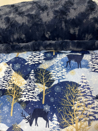 Blue Midnight Deer Minky Blankets - Ready To Ship