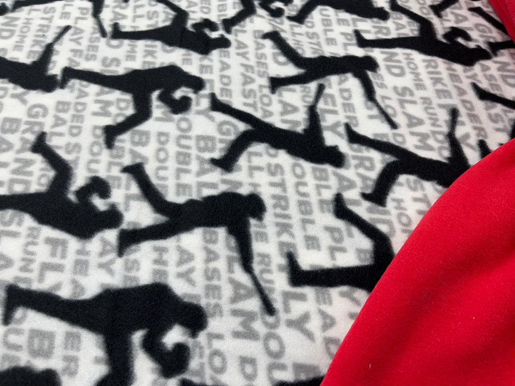Gray & Black Baseball Fleece Blanket *Choose Backing *Choose Size *Customization Available