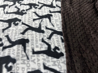 Gray & Black Baseball Fleece Blanket *Choose Backing *Choose Size *Customization Available