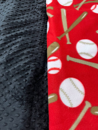 Red & Black Baseball Blanket **Choose Backing *Can Add Customization