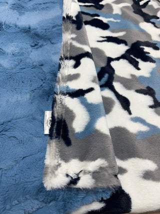 Blue Camo Luxe Minky w/ Blue Hide Luxe Blanket **Ready to Ship