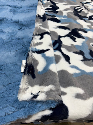 Blue Camo Luxe Minky w/ Blue Hide Luxe Blanket **Ready to Ship