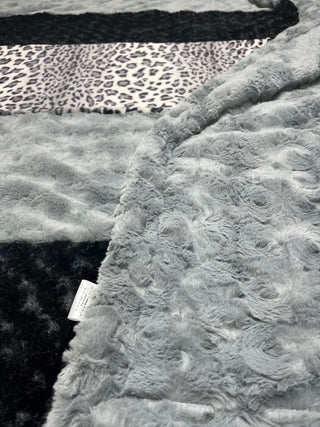 Black & Grey 's Cheetah Minky Cuddle Panel Blanket Quilt