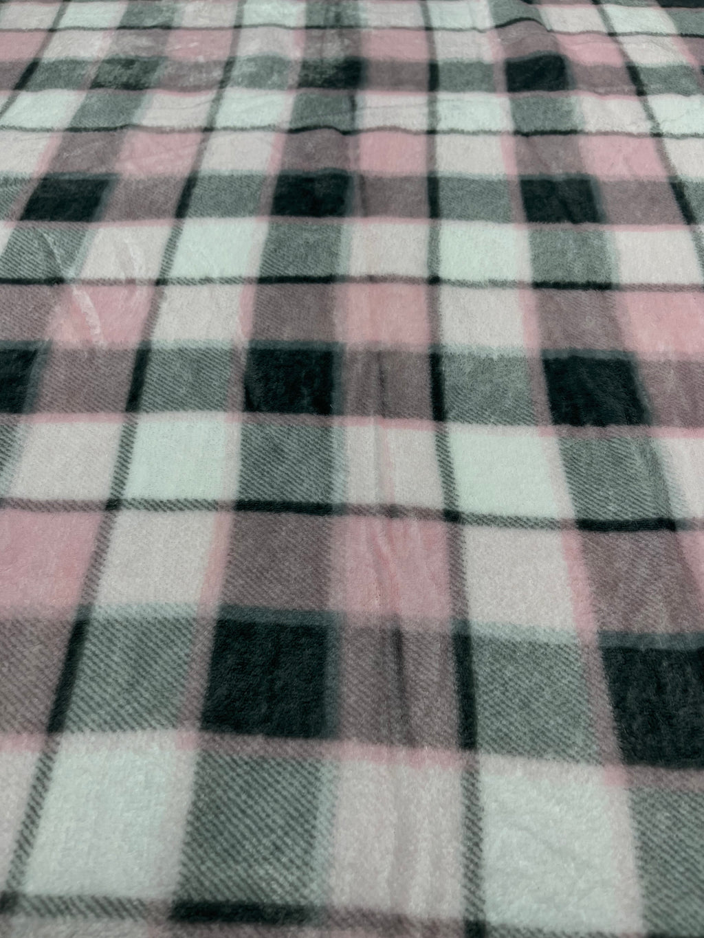Pink & Grey Plaid Double Sided Minky Small Blanket