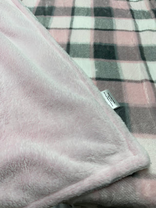Pink & Grey Plaid Double Sided Minky Small Blanket