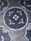Grey & Navy Flourish Minky with Navy Backing