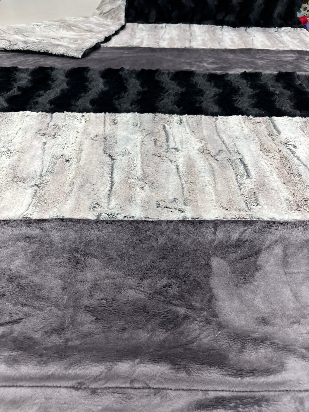 Silver Fox Minky Cuddle Panel Quilt Blanket - Ready To Ship