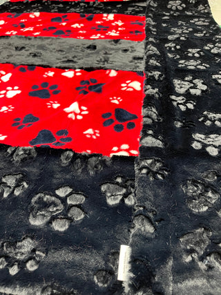 Red PawSome Minky & Black Embossed Paw Print Cuddle Blanket Quilt
