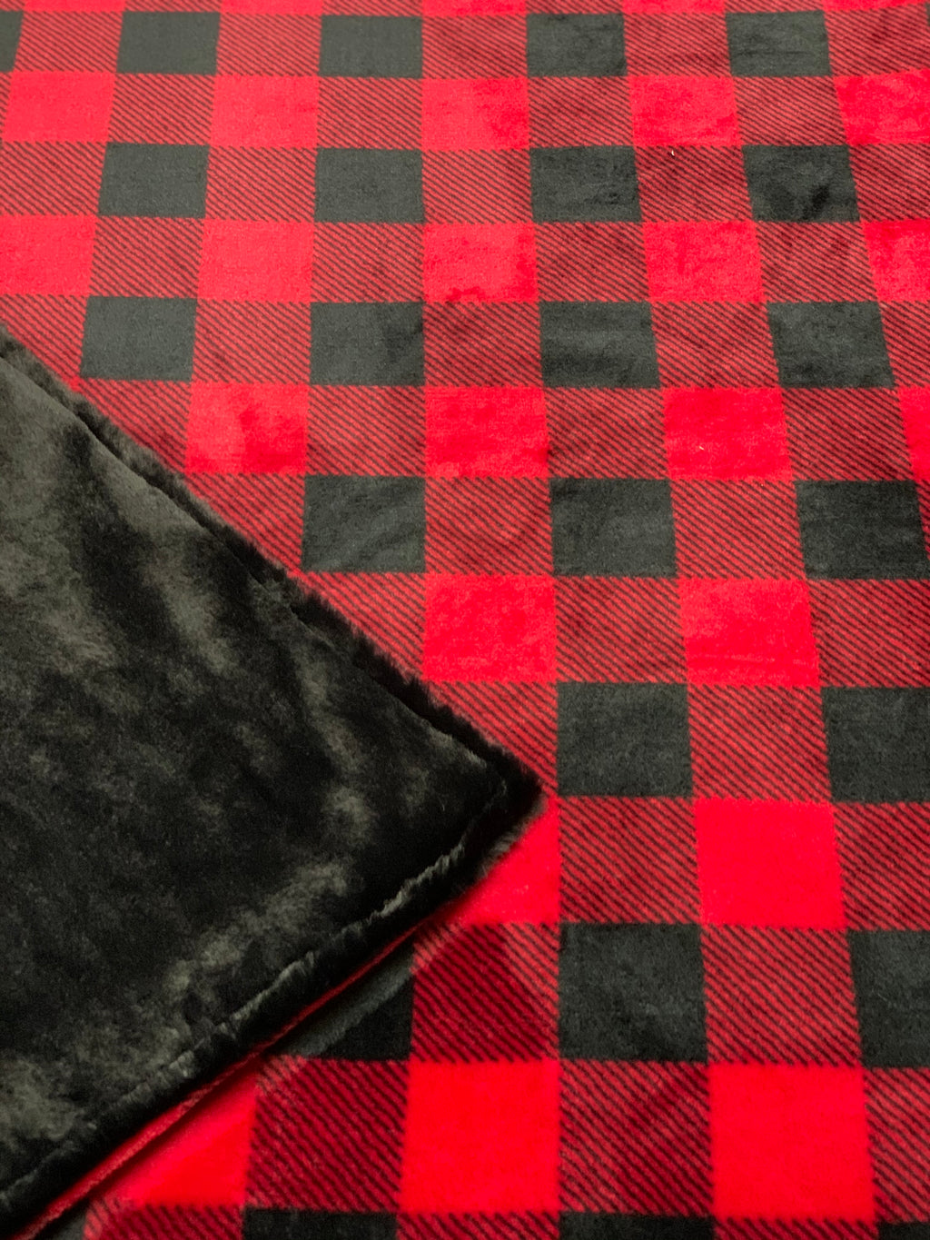 Red & Black Buffalo Plaid Double Sided Minky Blanket