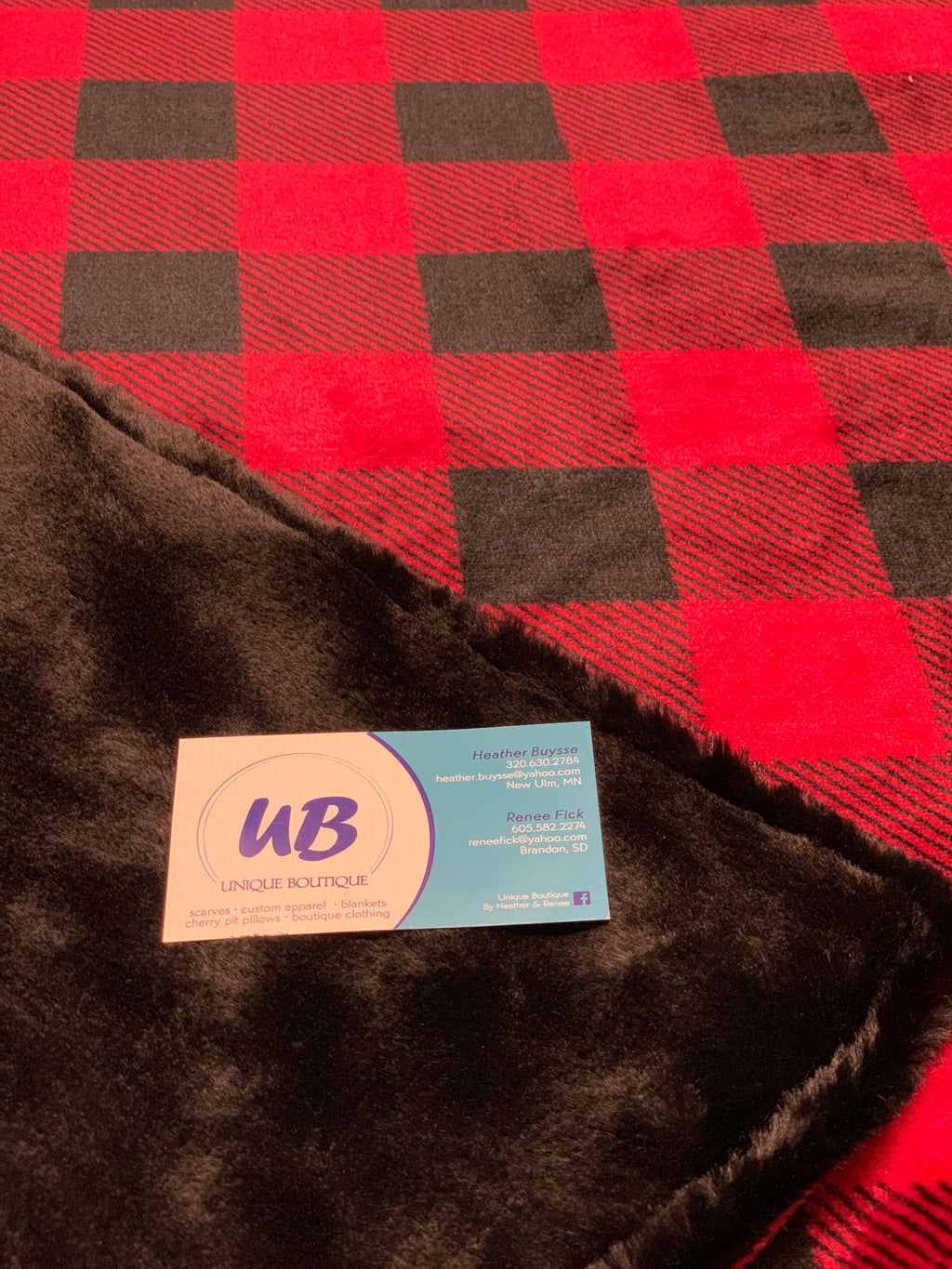 Red & Black Buffalo Plaid Double Sided Minky Blanket