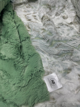 Green Snowy Owl / Green Glacier - Double Sided Minky Blanket - All Sizes Baby to King Size