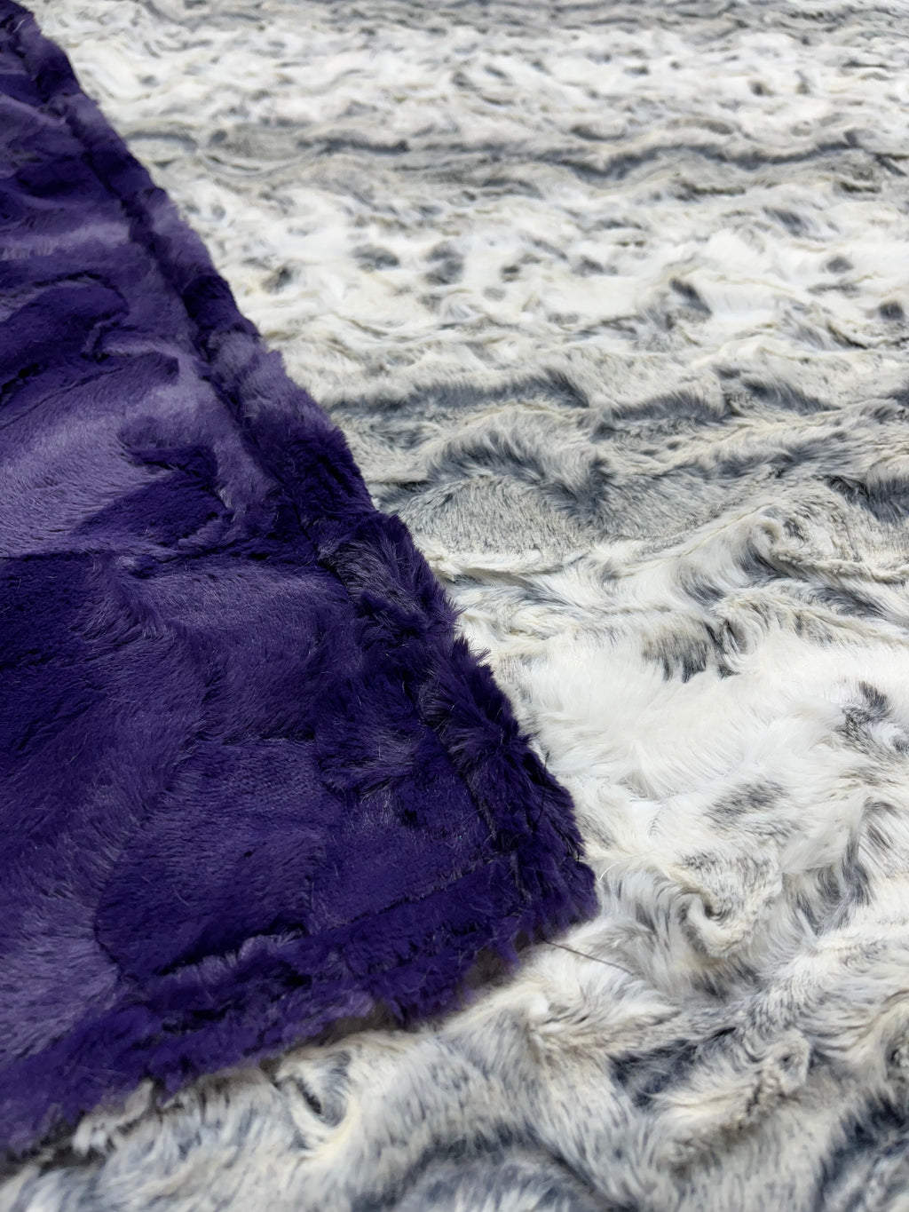 Black Snowy Owl Minky w/ Purple Minky Blanket - Baby Size to King Size