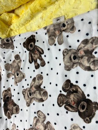 Teddy Bears Minky Blanket - Choose Size & Color of Minky Backing