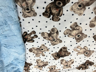 Teddy Bears Minky Blanket - Choose Size & Color of Minky Backing