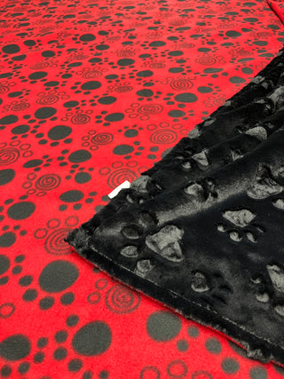 Red with Black Paw Prints Blanket *Option to Add Brandon Valley Lynx Embroidery & Name