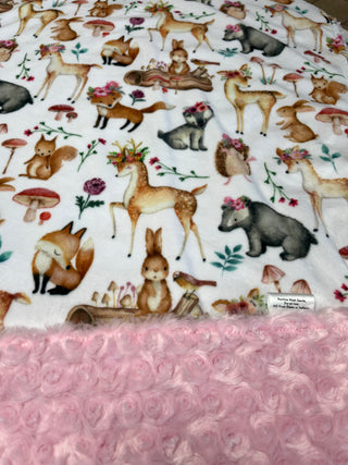 Sweet Darlings Animal Cuddle Minky Blanket *Choose Minky Backing & Size