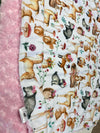 Sweet Darlings Animal Cuddle Minky Blanket w/Pink Minky Backing