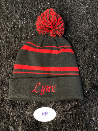 Lynx Embroidered Pom Beanie Hat