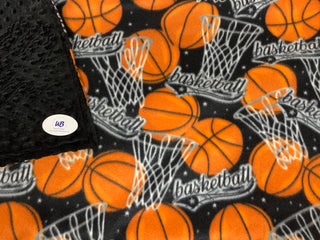 Basketball Fleece Blanket with Black Minky Cuddle Dot