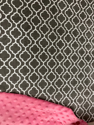 Grey Trellis Patterned Minky Blanket