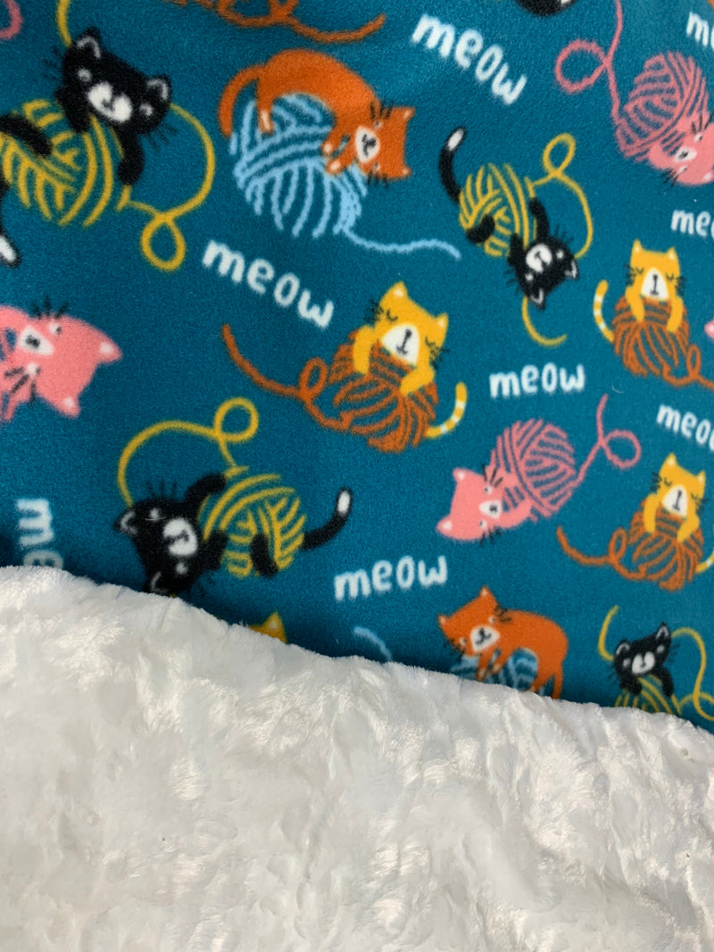 Cats Playing with Yarn Blanket