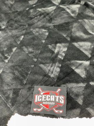 Black Minky Sherpa Blanket with Embroidered Ice Cats