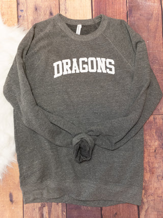Dragons Gray and White Athletic Crewneck Sweatshirt