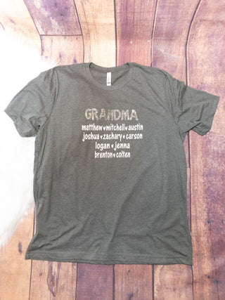Personalized Grandma Rhinestone Tee
