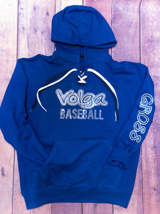 Volga Baseball Rhinestone Lace-Up Hoodie