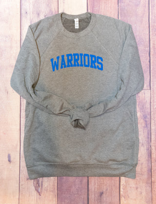Warriors Gray and Royal Blue Athletic Crewneck Sweatshirt