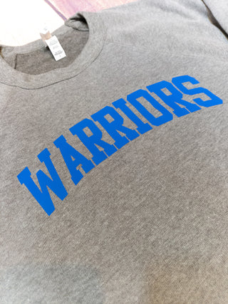 Warriors Gray and Royal Blue Athletic Crewneck Sweatshirt