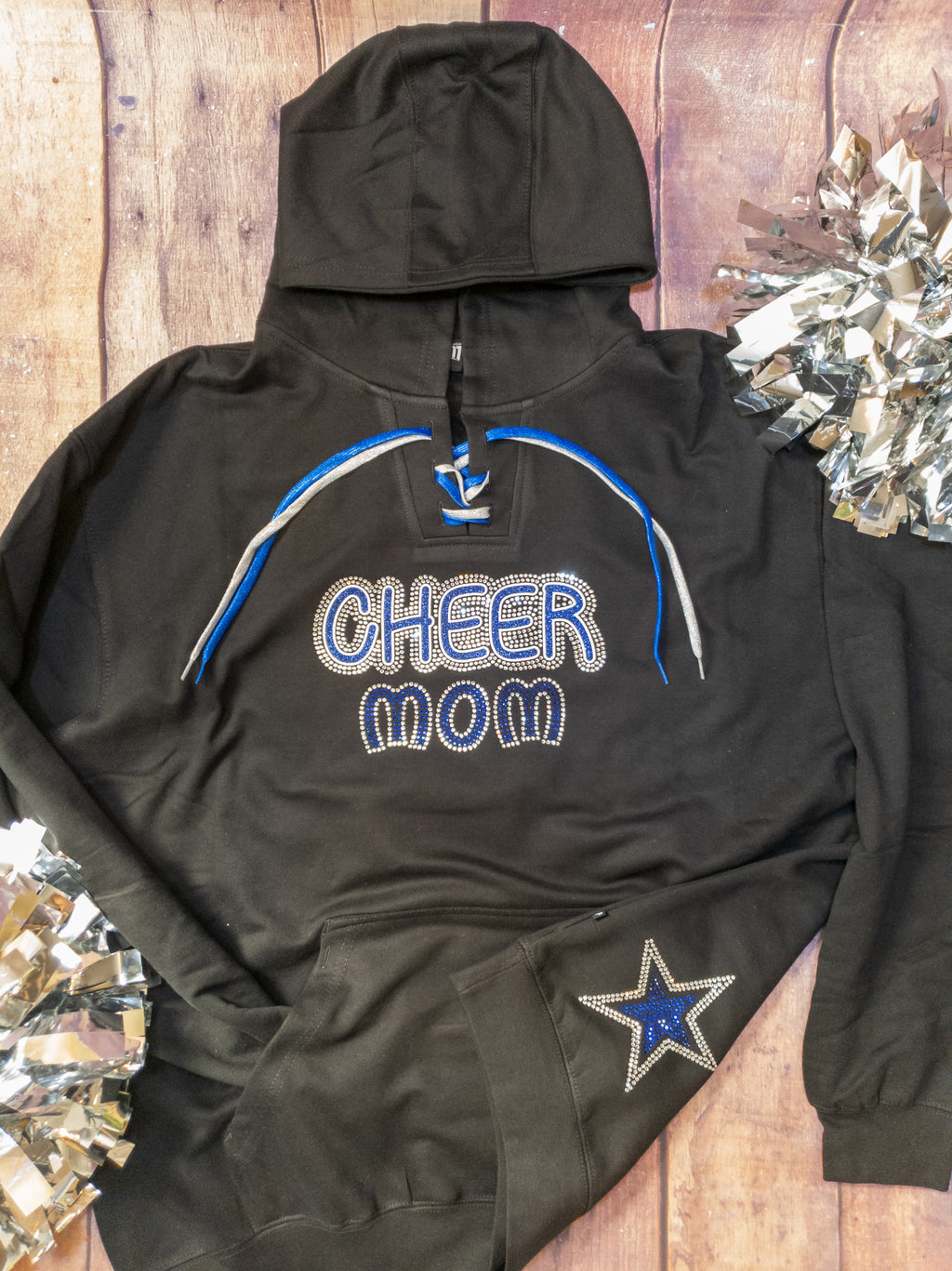 Cheer Mom Rhinestone Lace-Up Hoodie - More Options