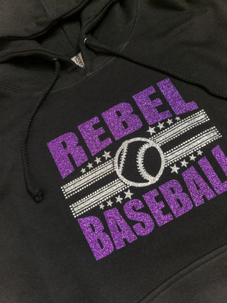Rebel Baseball Classic Rhinestone Hoodie