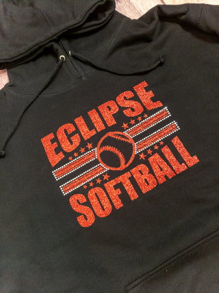 Eclipse Softball Classic Rhinestone Hoodie