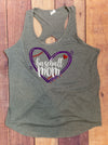 Baseball Mom Heart Sparkle Keyhole Tank - More Color Options