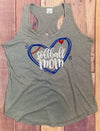 Softball Mom Heart Sparkle Keyhole Tank - More Color Options