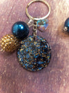 Simple Circle Navy/Gold Sparkle Mix Keychain