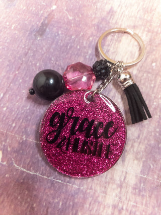 Grace & Hustle Pink Sparkle Keychain