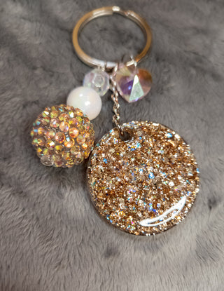 Simple Circle Gold Sparkle Mix Keychain