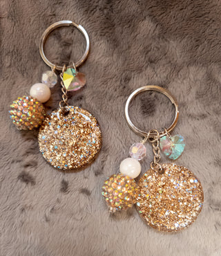 Simple Circle Gold Sparkle Mix Keychain