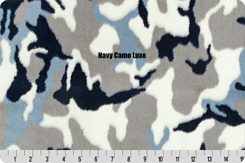Blue Camo Luxe Minky w/ Blue Hide Luxe Blanket - Baby Size to King Size