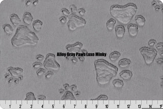 Navy Blue Paw Prints w Paw Print Embossed Minky Blanket - Ready To Ship!