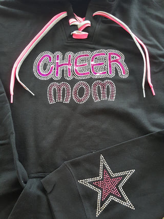 Cheer Mom Rhinestone Lace-Up Hoodie - More Options