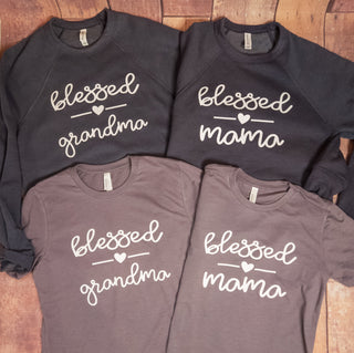 Blessed Grandma Heather Navy Raglan Crewneck Sweatshirt