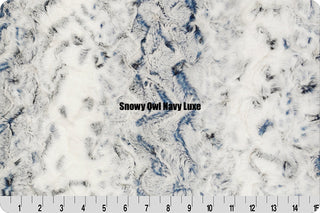 Navy Blue Snowy Owl & White Minky Blanket with Minky Cuddle Backing