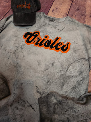 Orioles Gray Colorblast Crewneck Sweatshirt